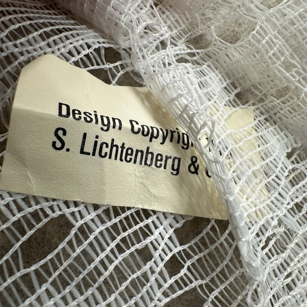2 Vintage Curtain Panels Unisex 57x78 White Lace Sheer Geometric